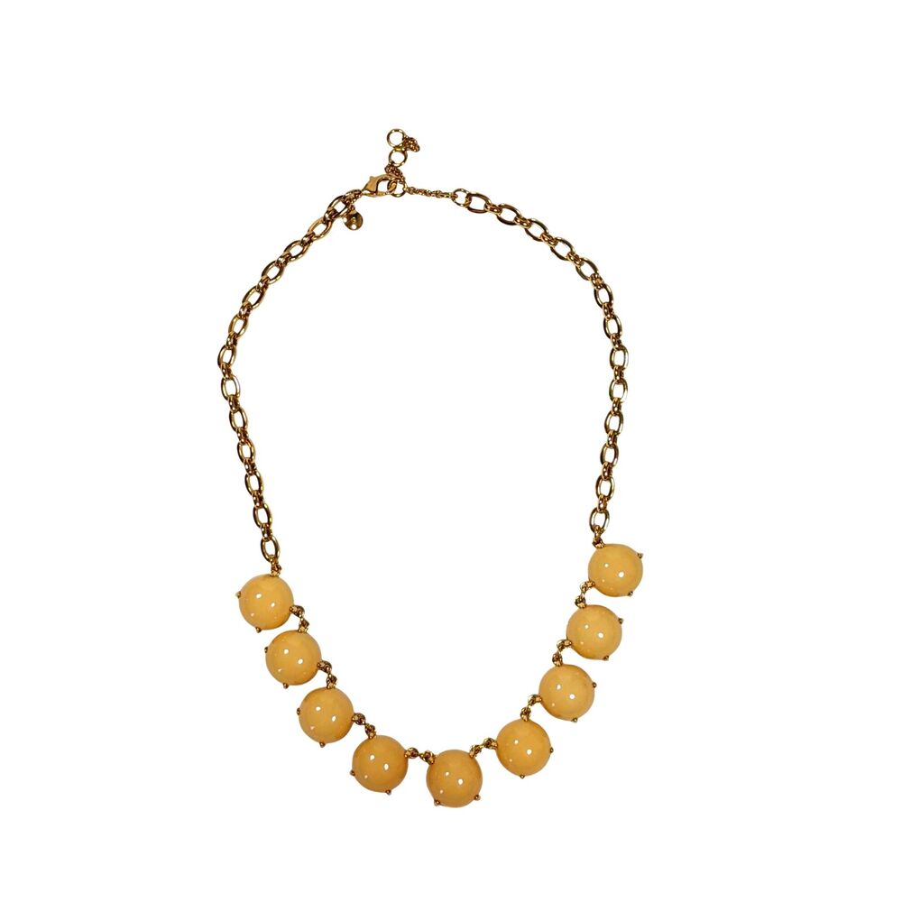 Talbots Statement Bubble Necklace Peach Gold Bead Chunky Collar Twee Preppy Lux
